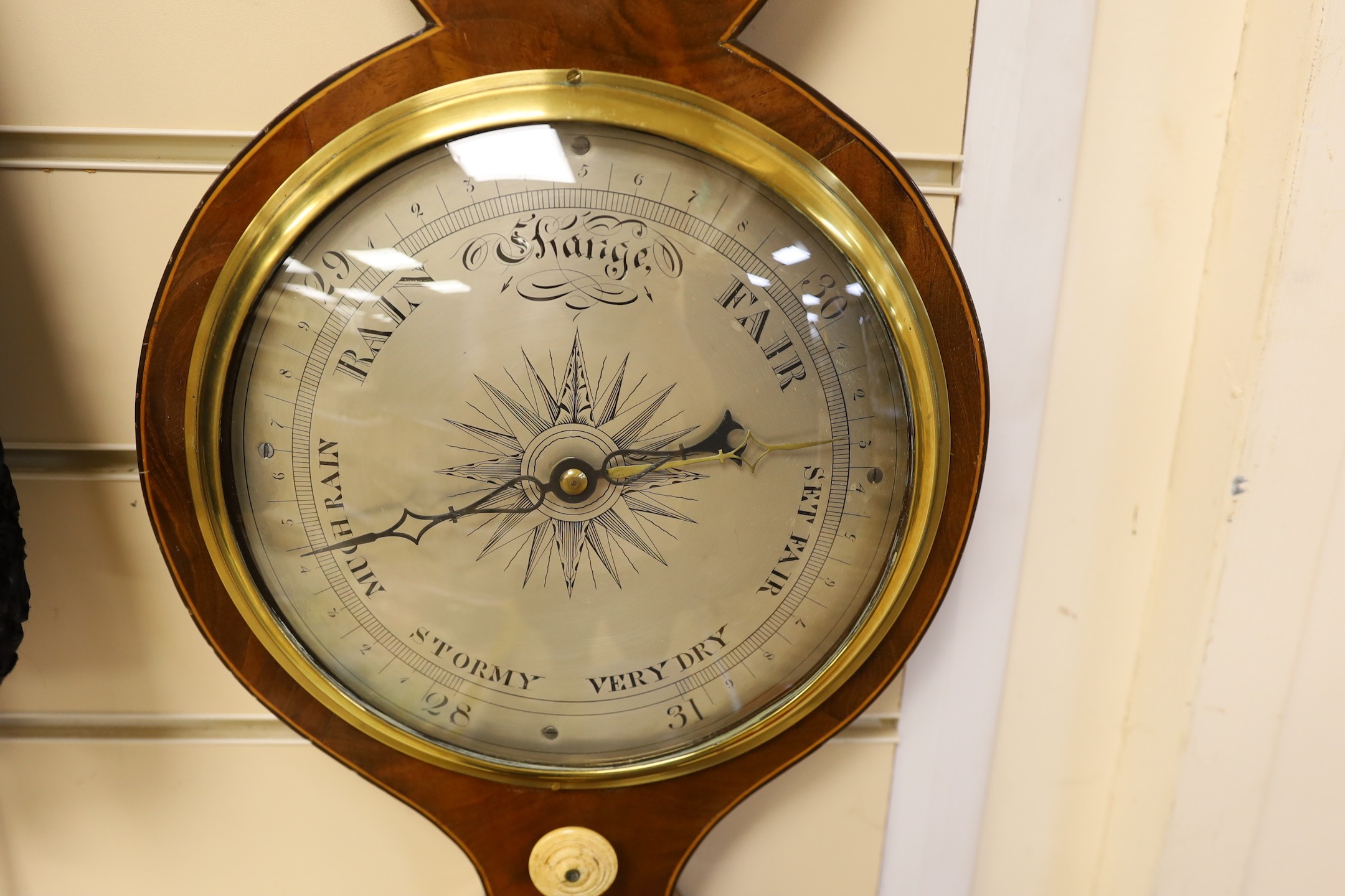 19th century wheel barometers by A M Ortelli, Godalming - 96cm tall